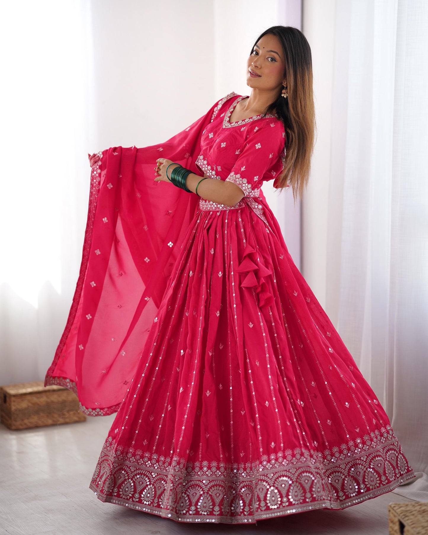 Ziyana Unstitched Lehenga Rose