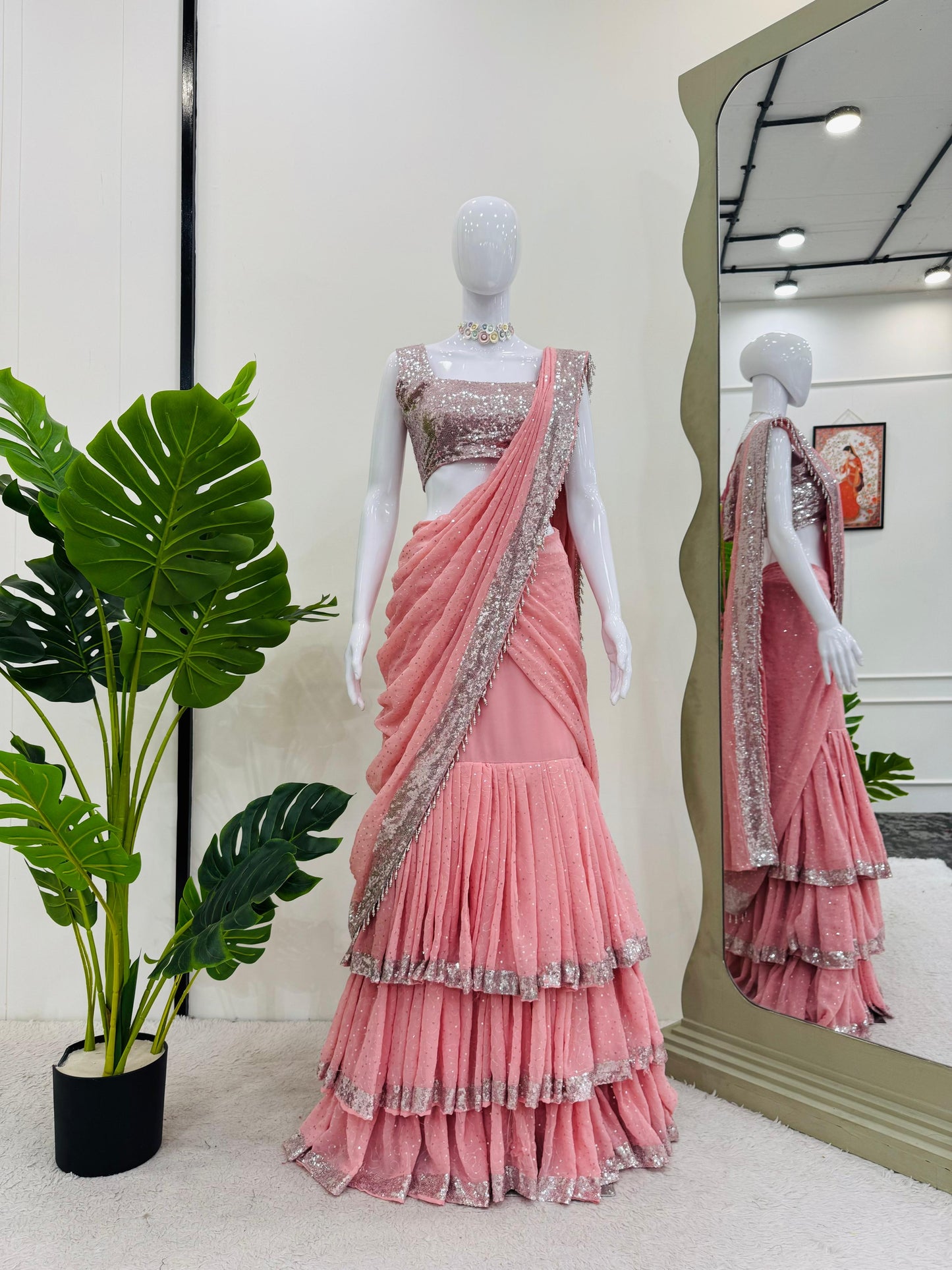 Lehenga Saree Rose