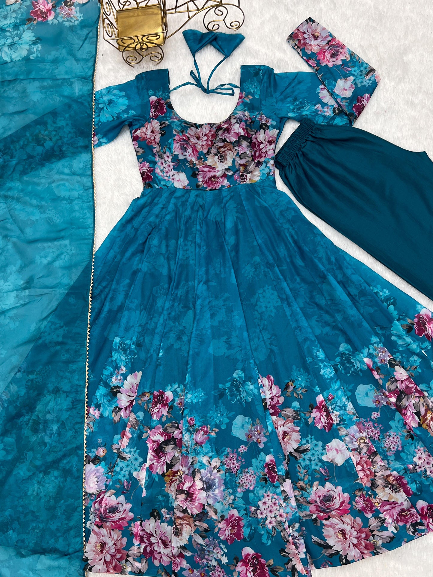 Blue Floral Anarkali