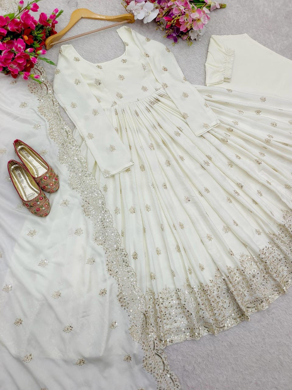 Reshma Anarkali White