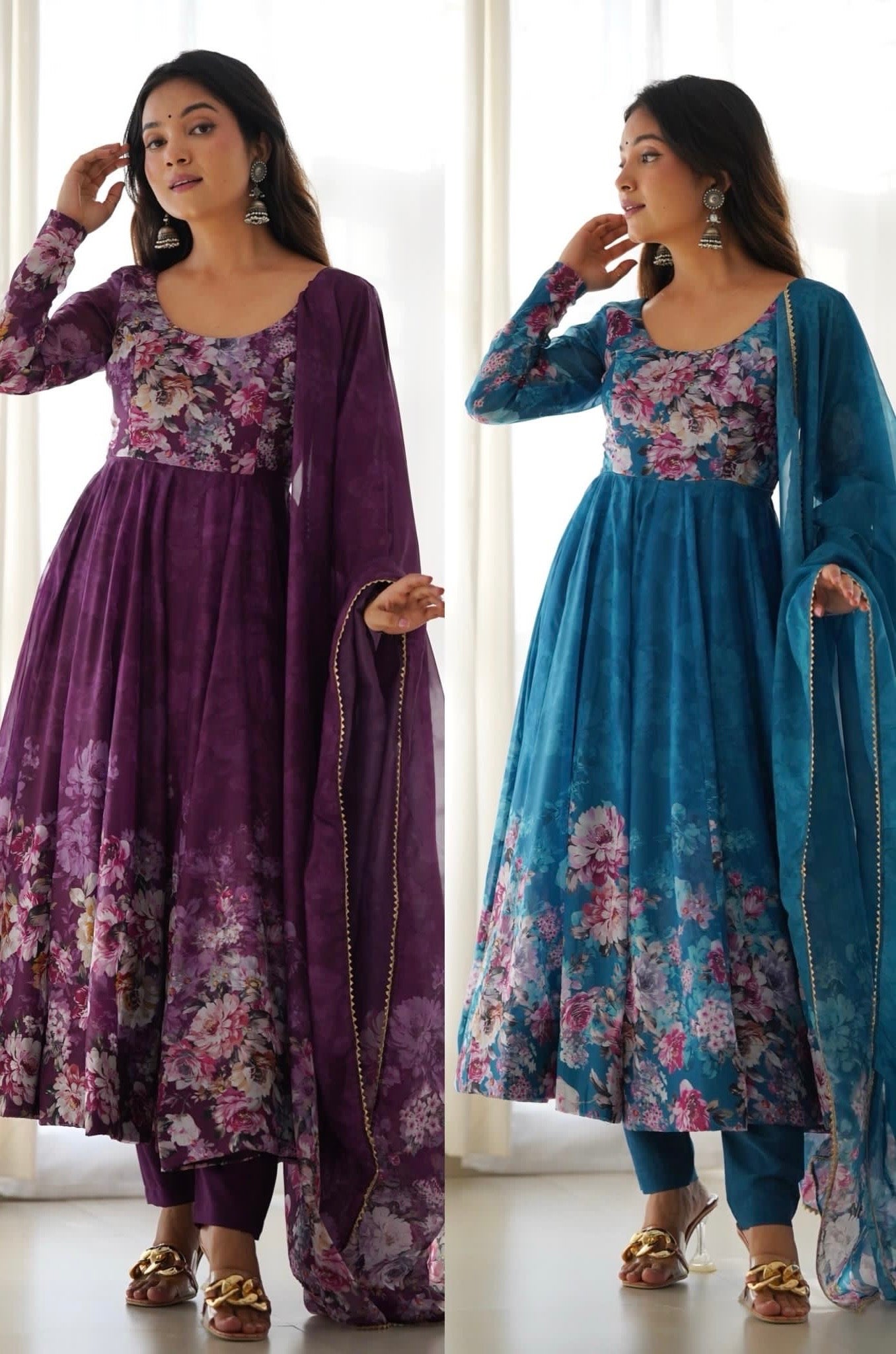 Purple Floral Anarkali
