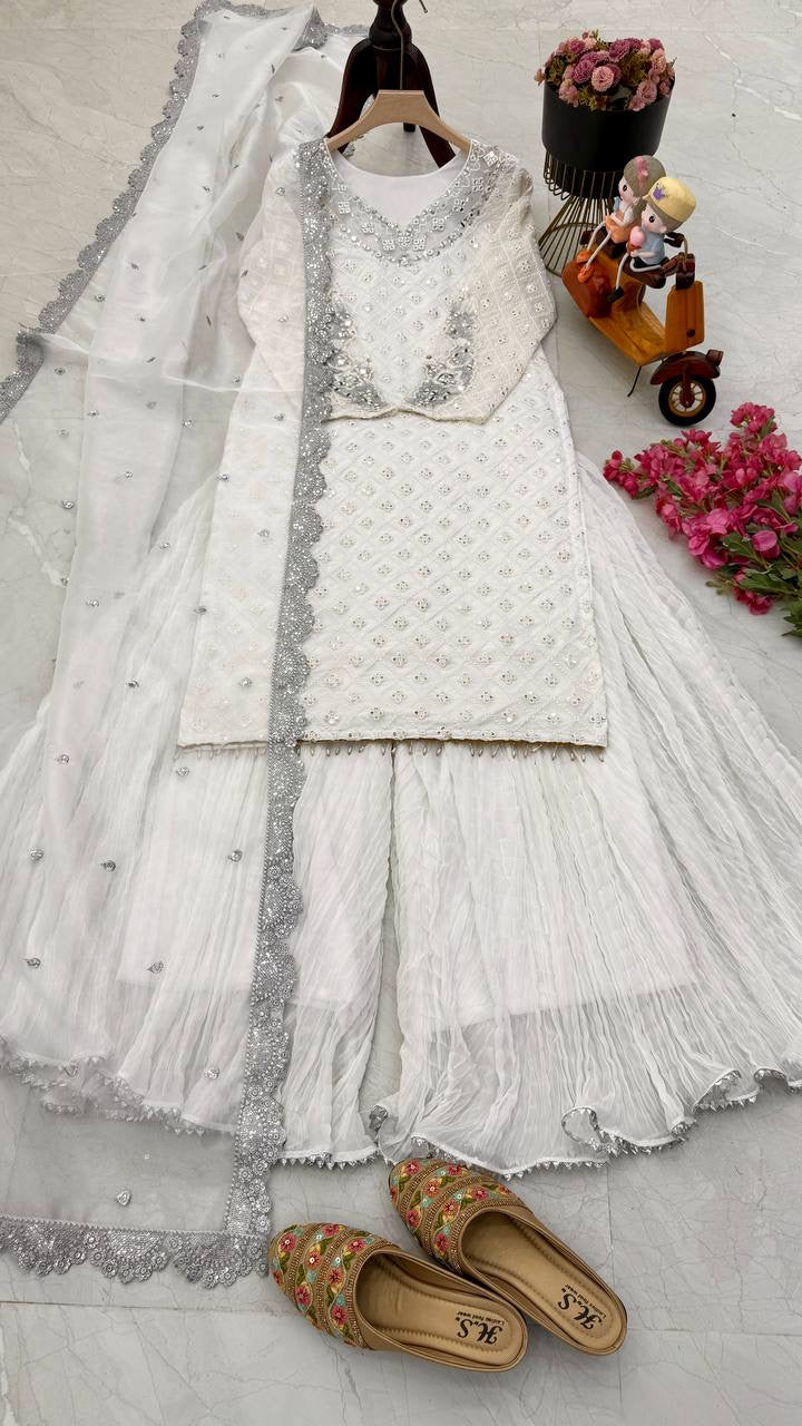 Rati Sharara/Gharara White