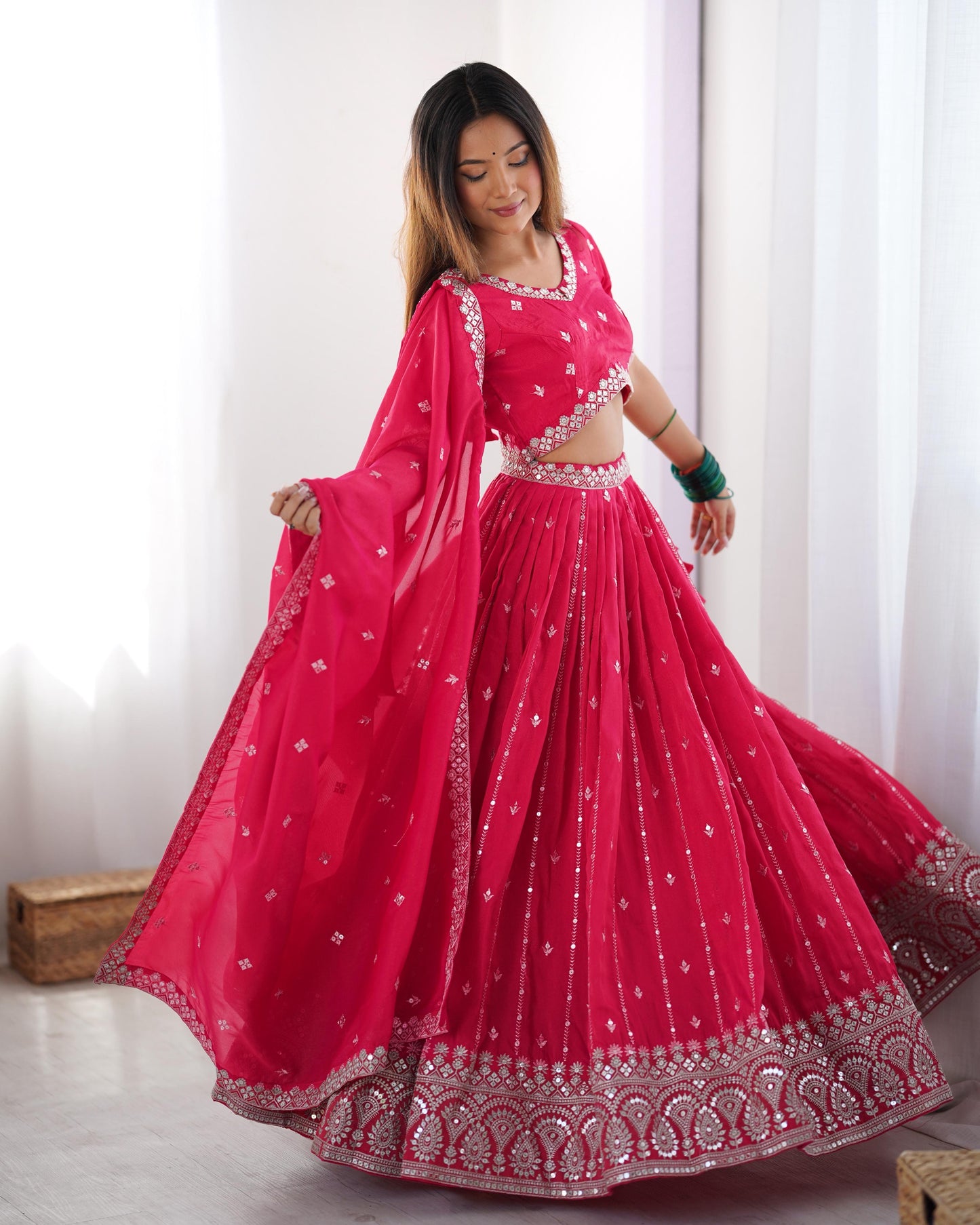 Ziyana Unstitched Lehenga Rose