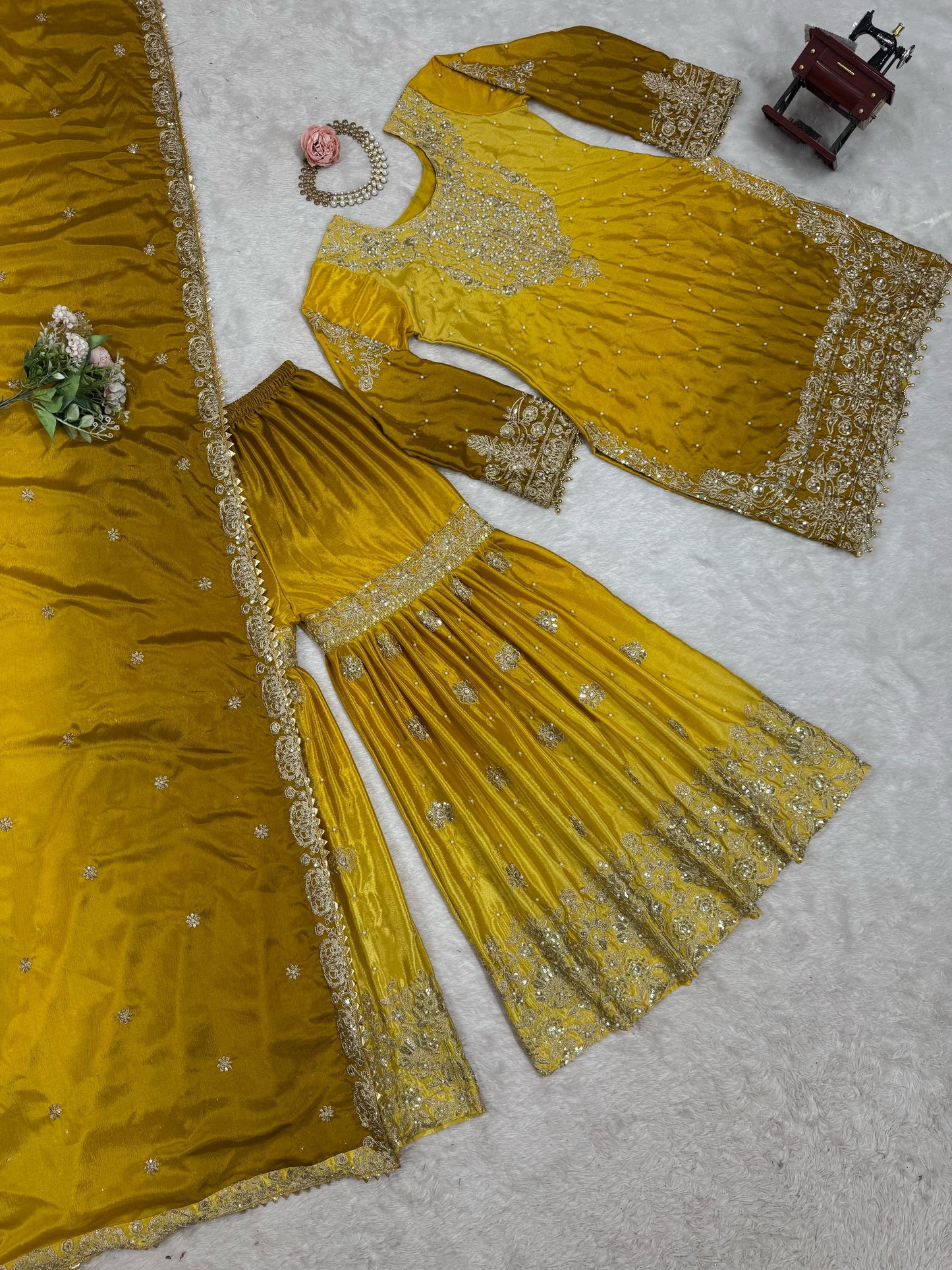 Sharara Noor Luxe Yellow
