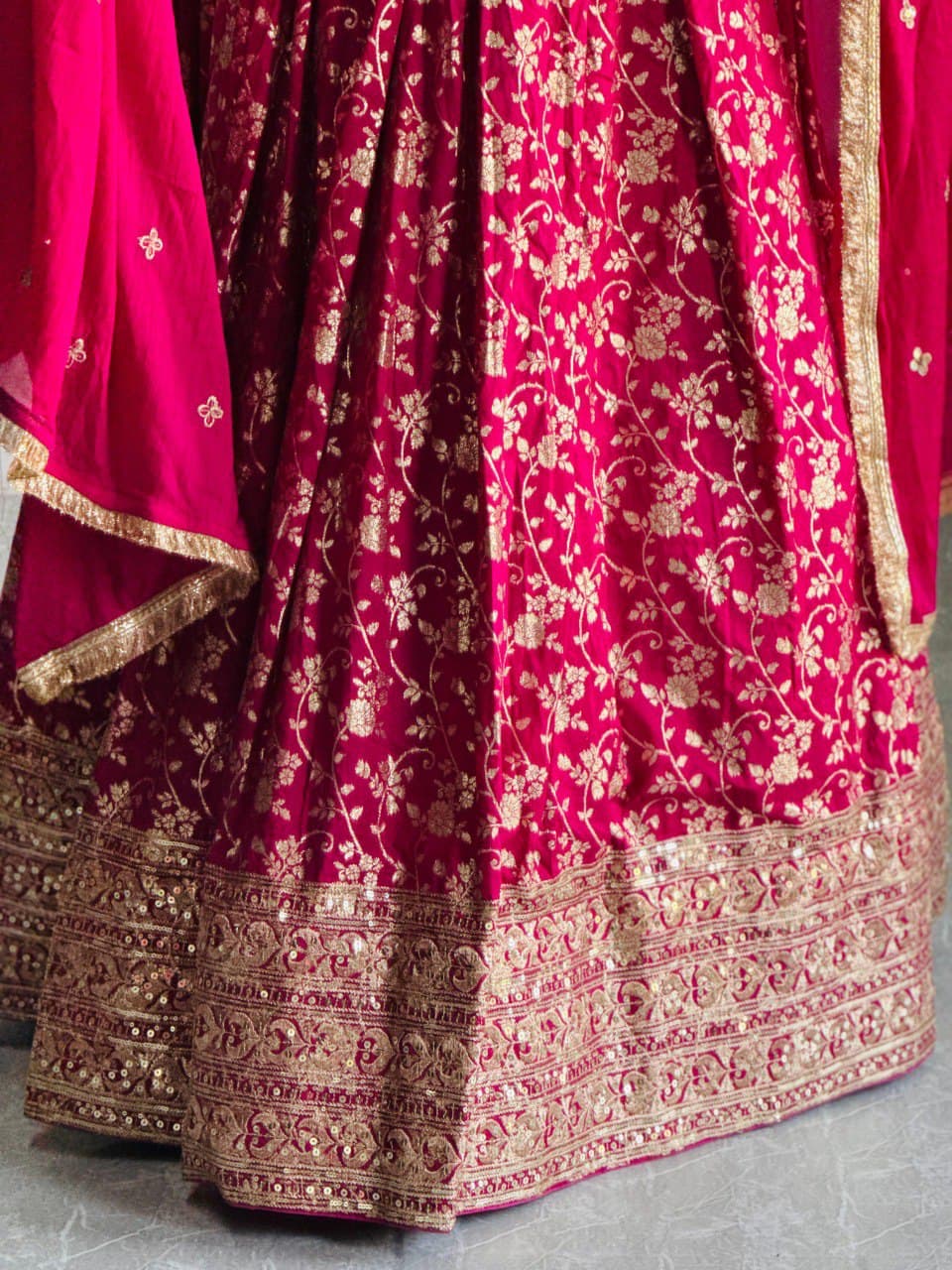 Unstitched Rose/Pink Lehenga