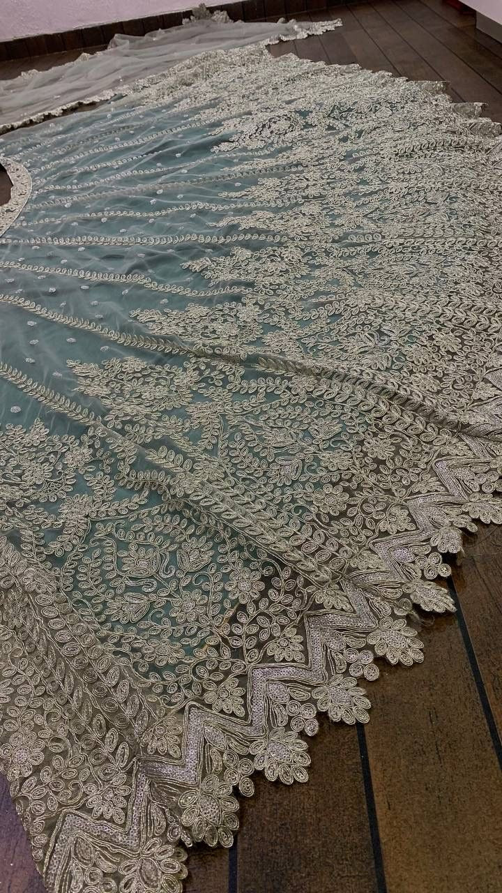 Unstitched Teal Colour Lehenga