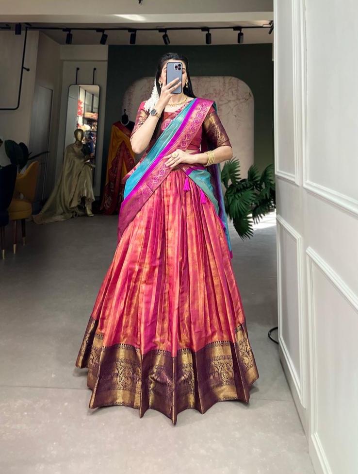 Pink/Blue Half Saree