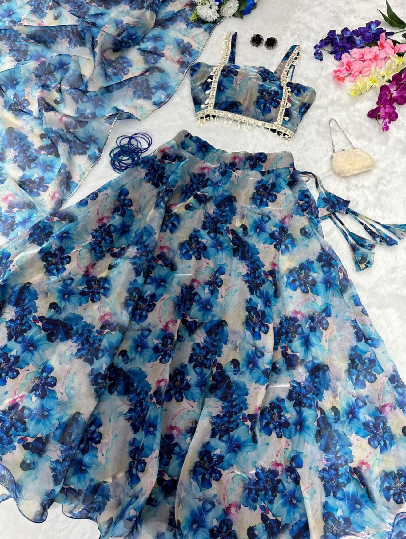 Mansika Fully Stitched Lehenga Blue