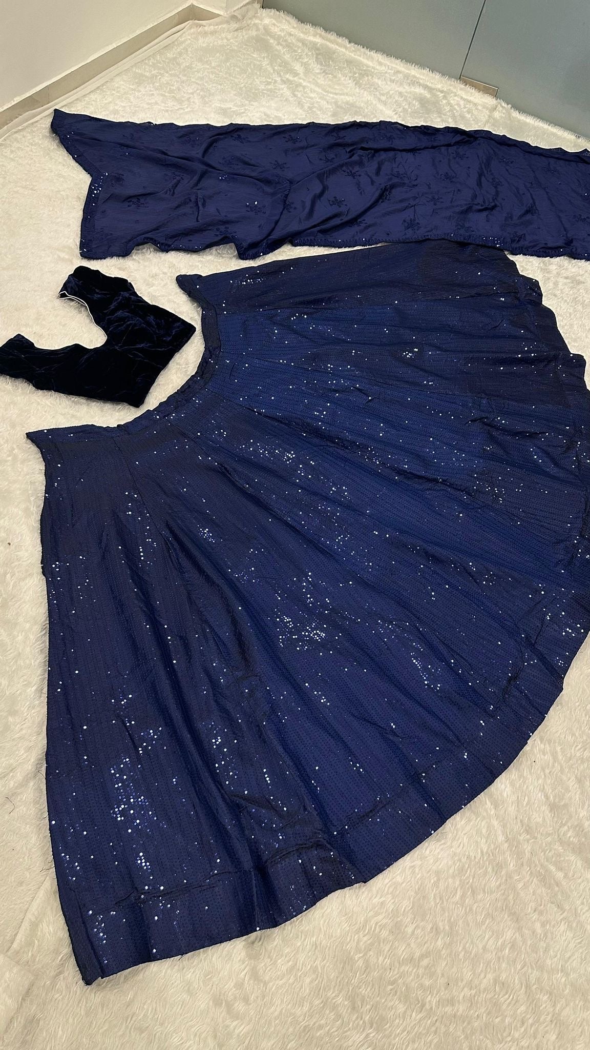 Reena Unstitched Lehenga Blue