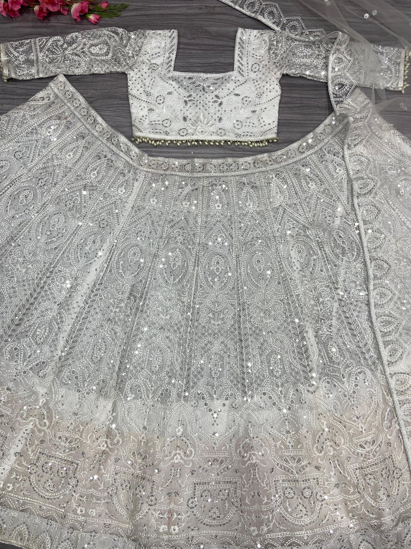 Unstitched Lehenga White