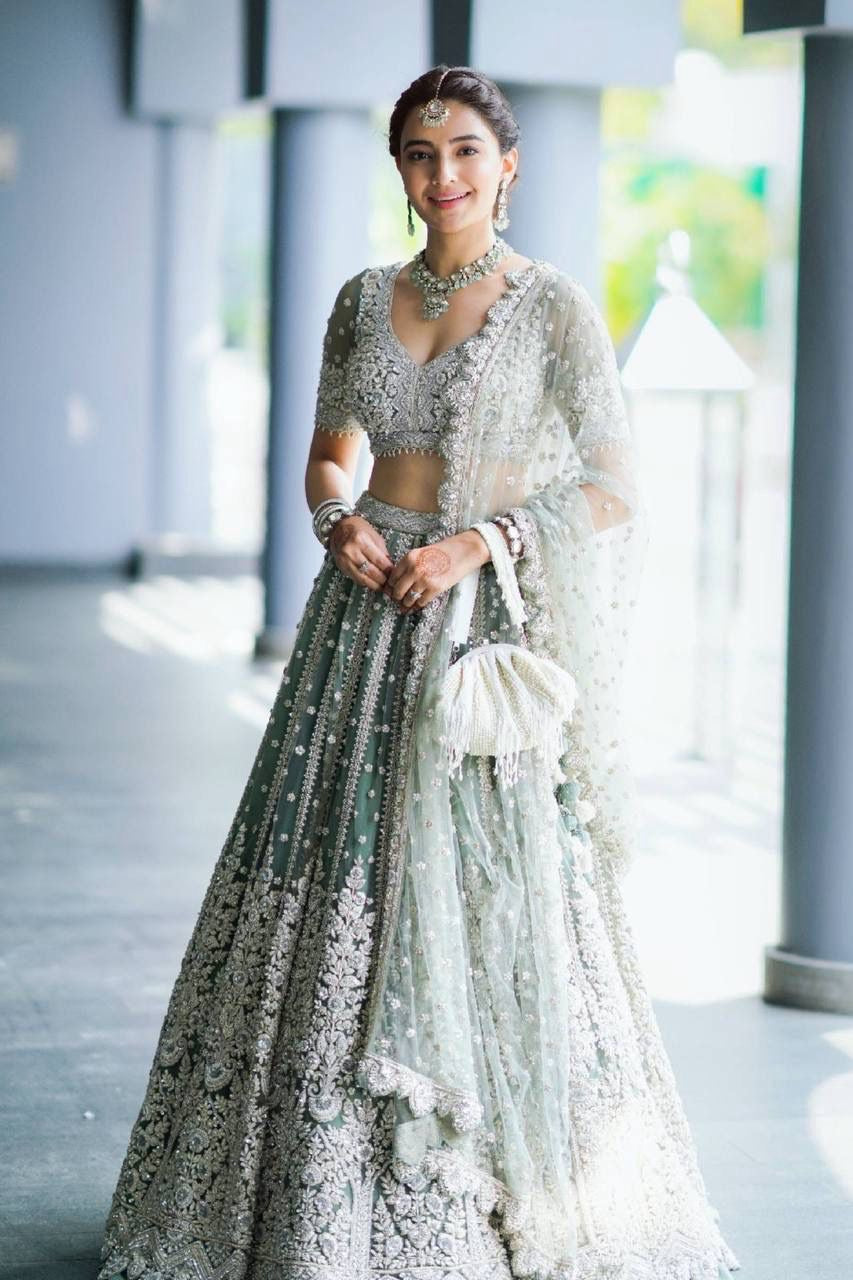 Unstitched Teal Colour Lehenga