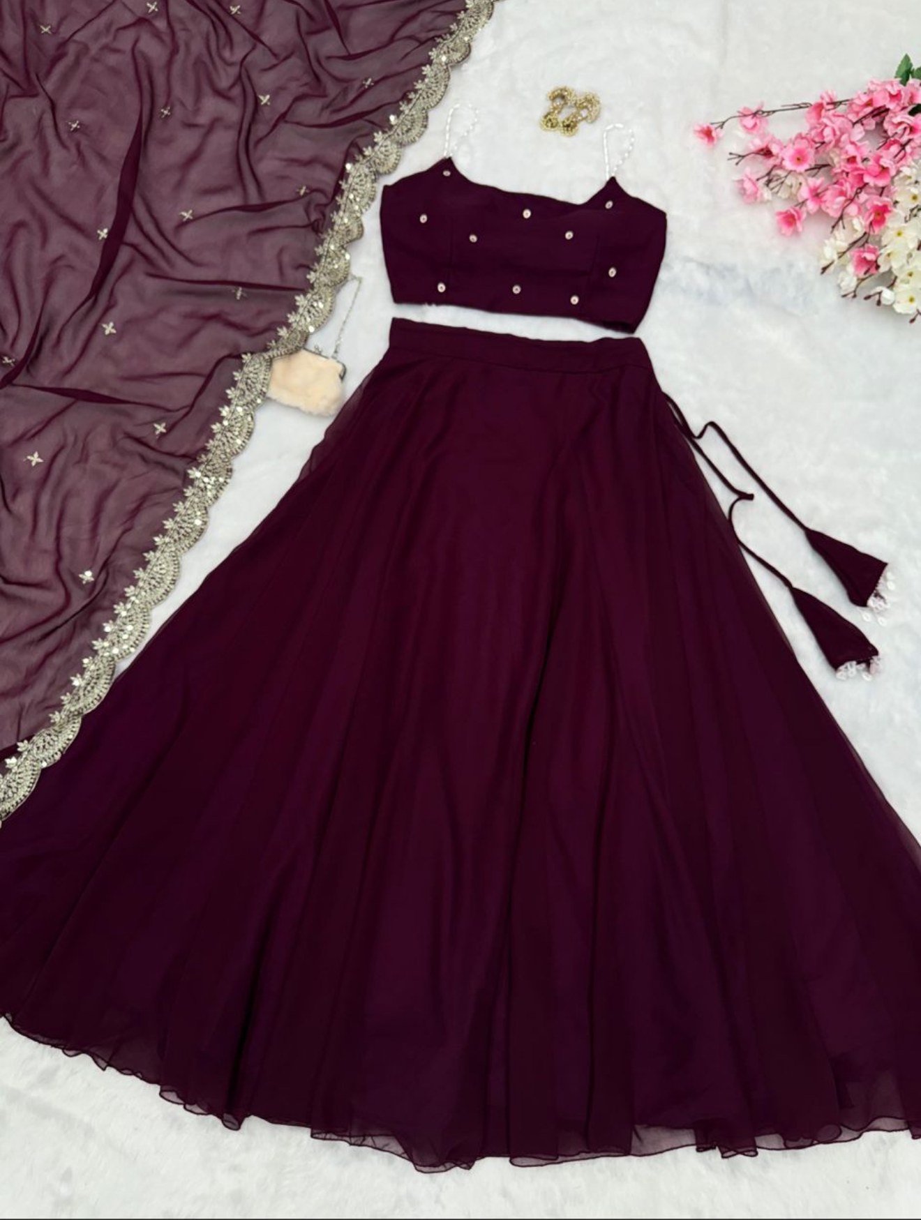 Trishana Fully Stitched Lehenga Purple