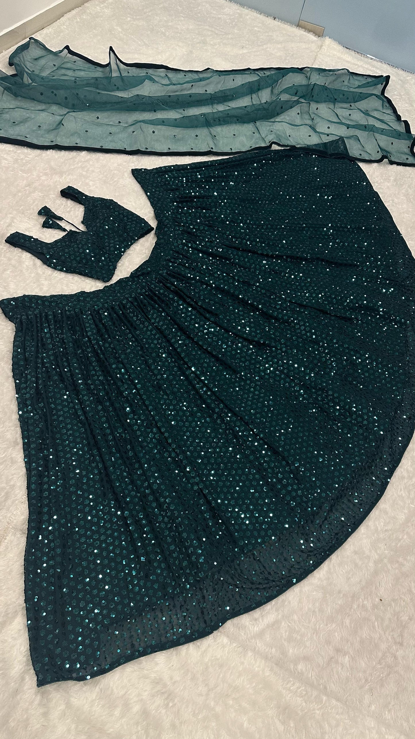 Unstitched Blue Lehenga