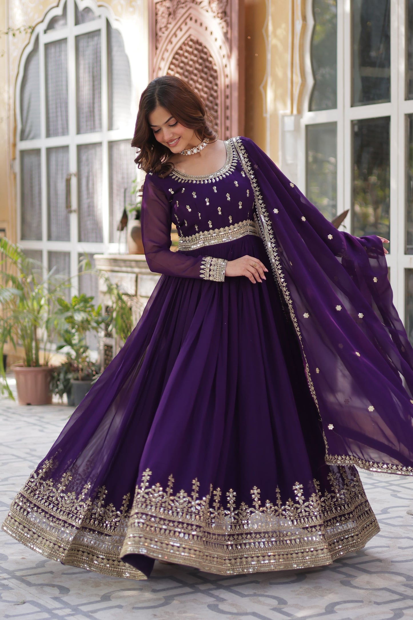 Kovi Anarkali Purple