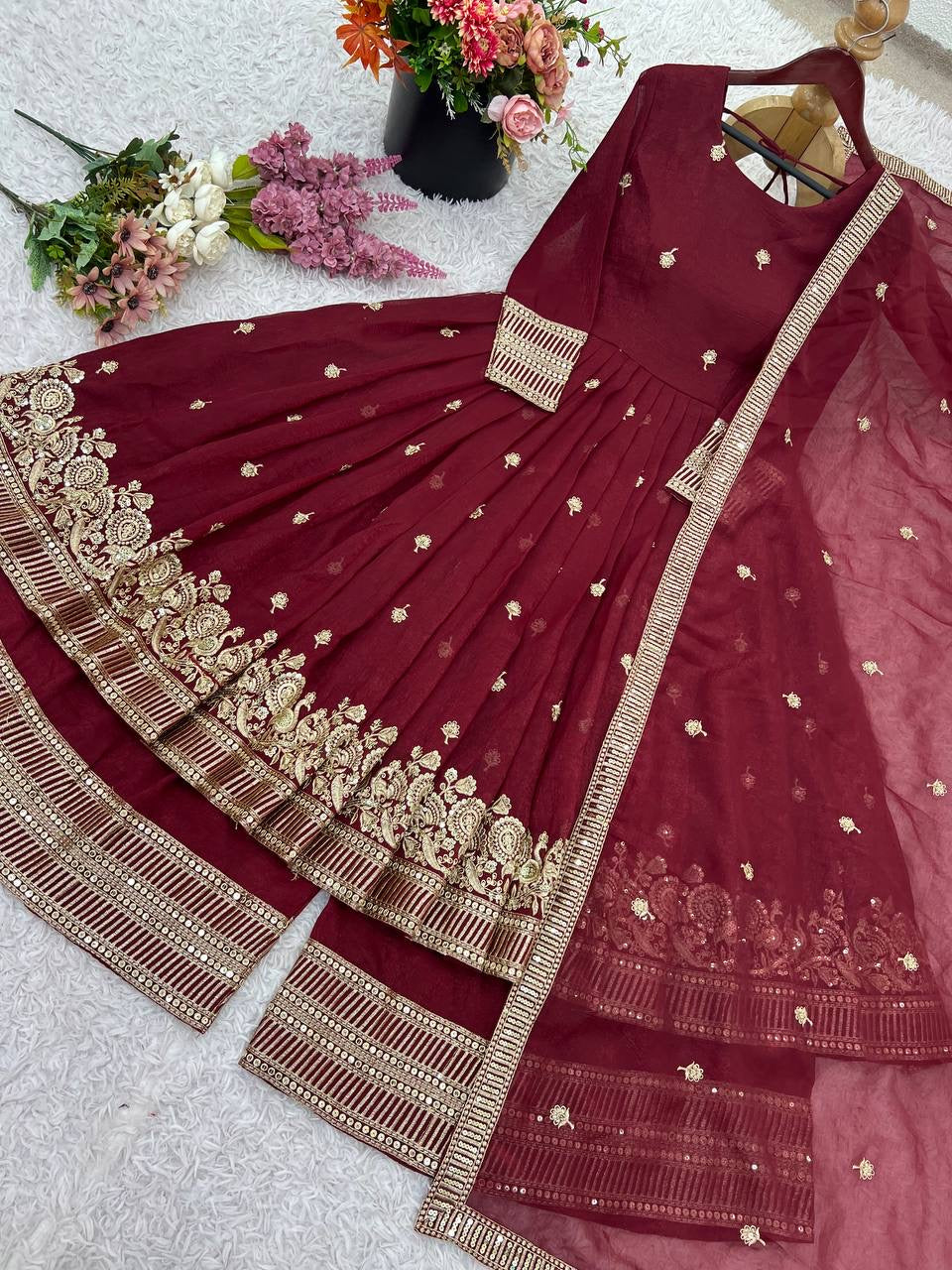 Diya Anarkali Bordeaux