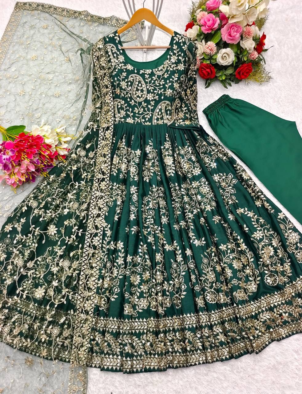 Navya Anarkali Green