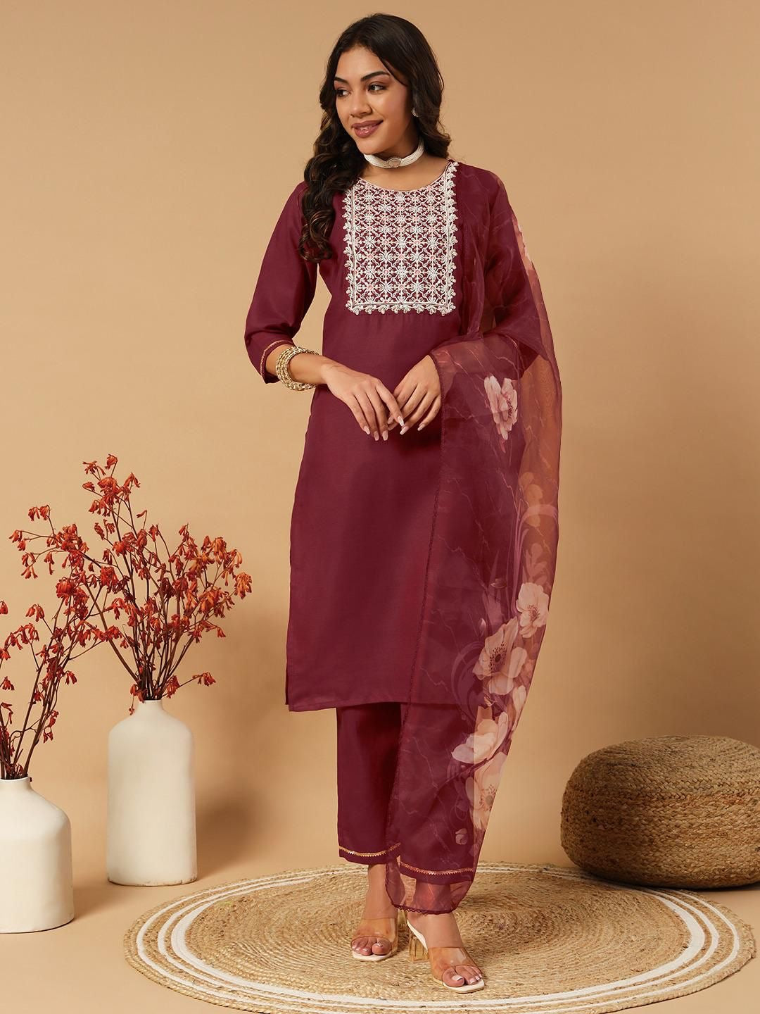 Divyam Kurti Set Maroon