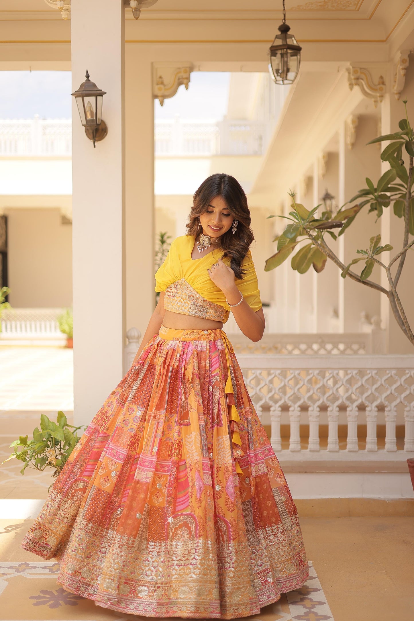 Yellow Fully Stitched Lehenga
