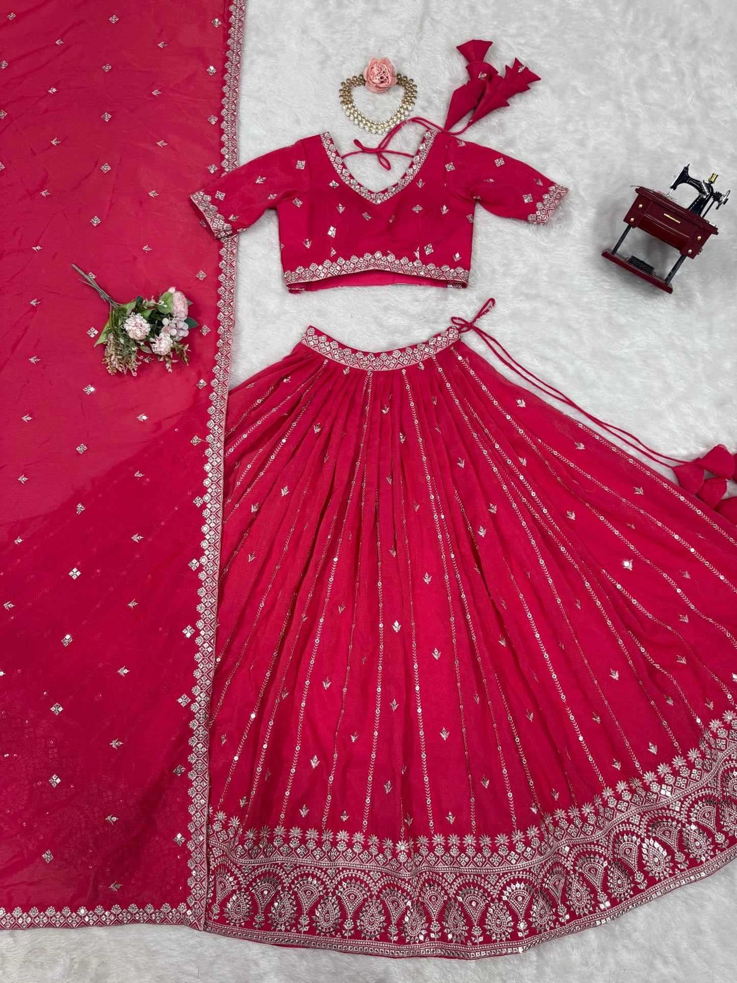 Ziyana Unstitched Lehenga Rose