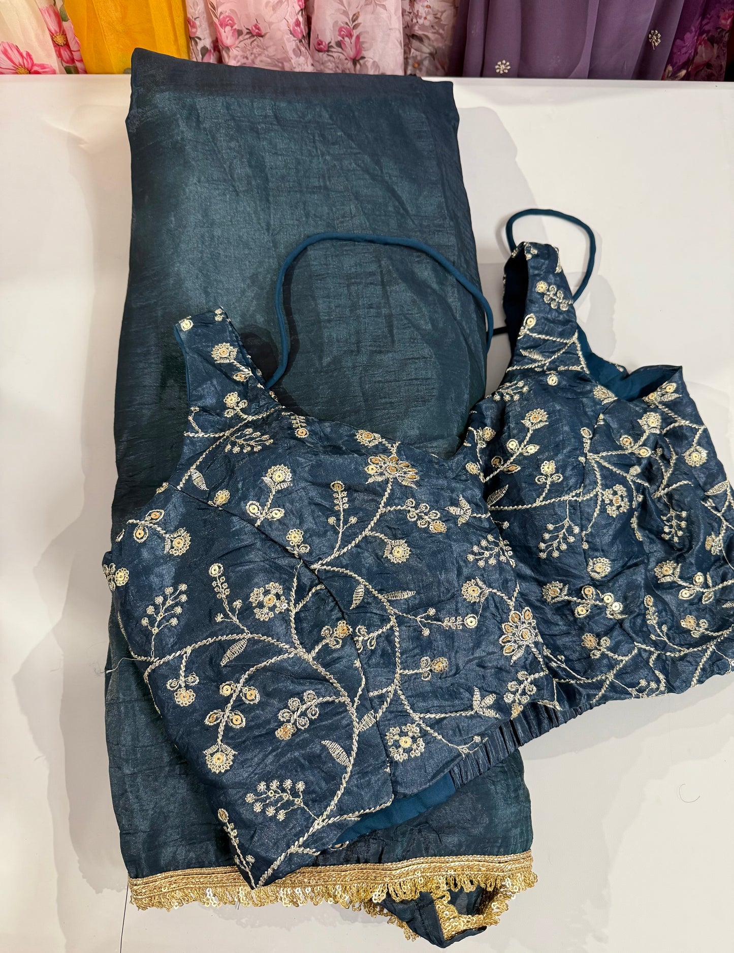 One Minute Saree Blue