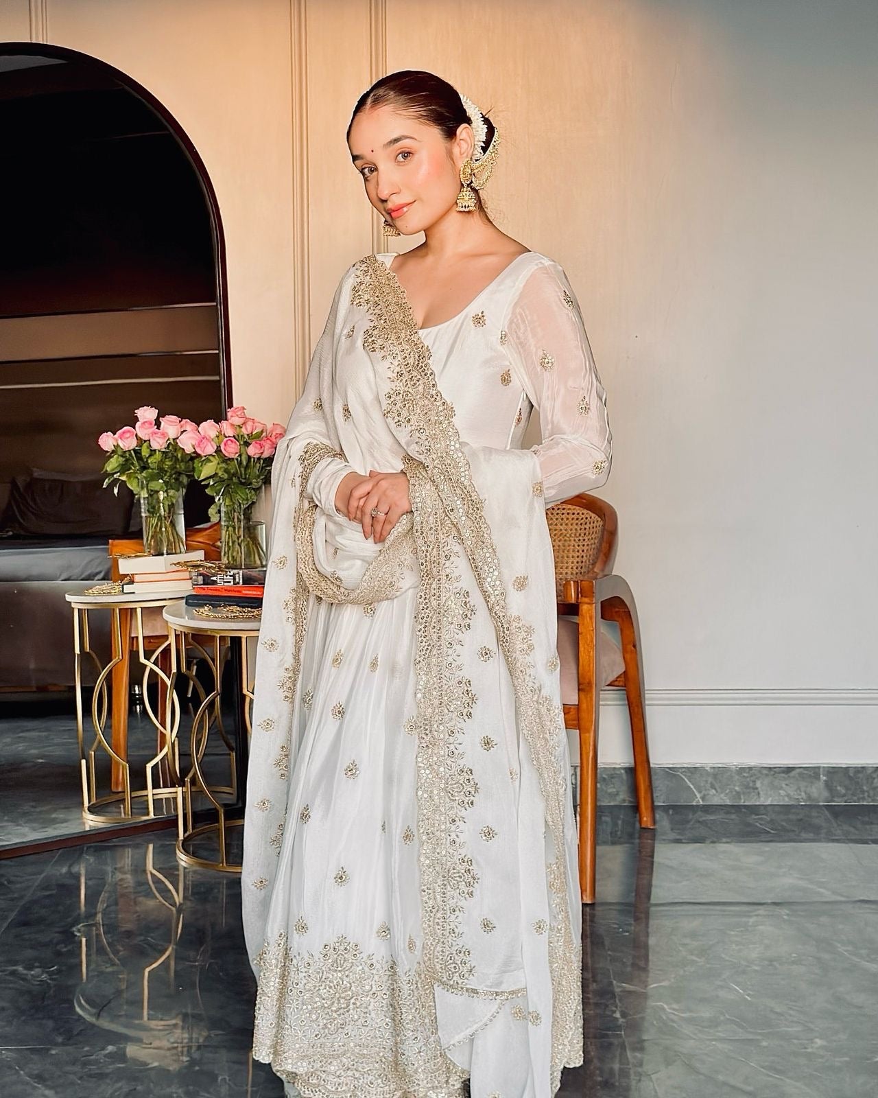 Reshma Anarkali White