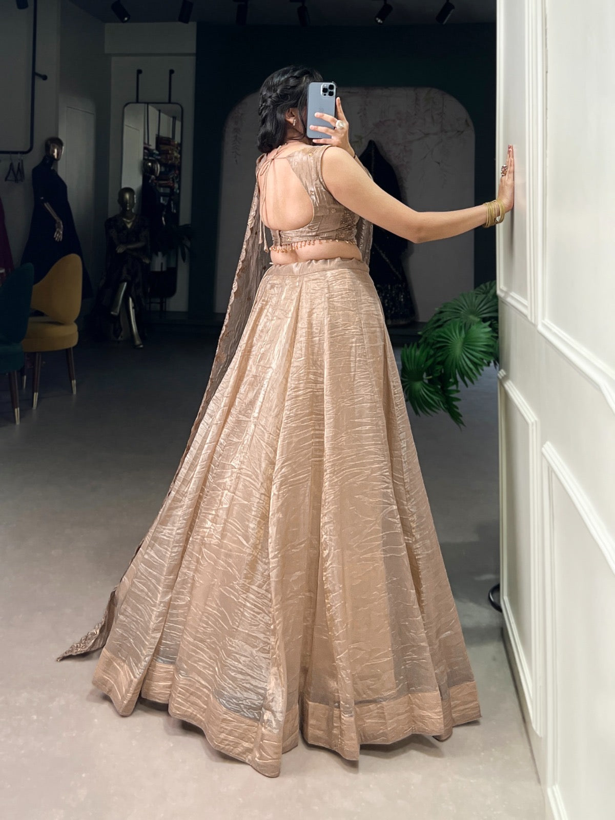 Mughal Unstitched Lehenga Beige