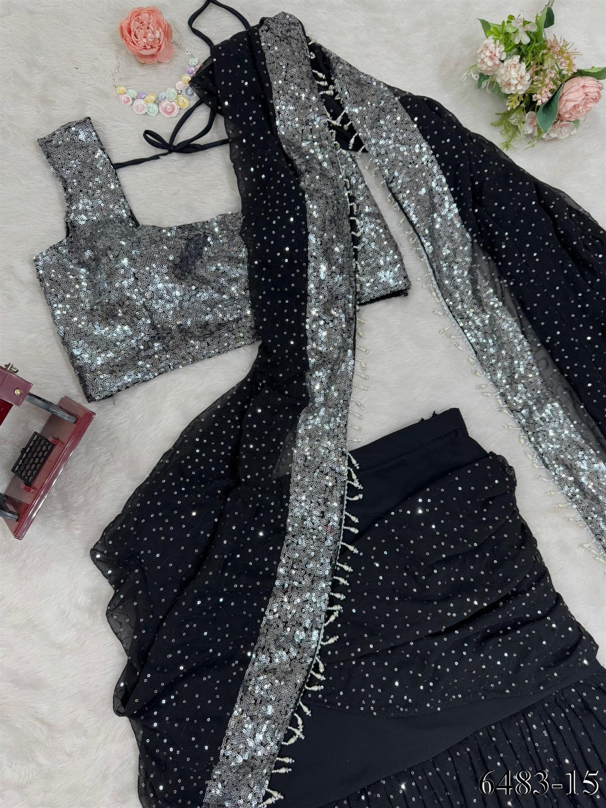 Lehenga Saree Black