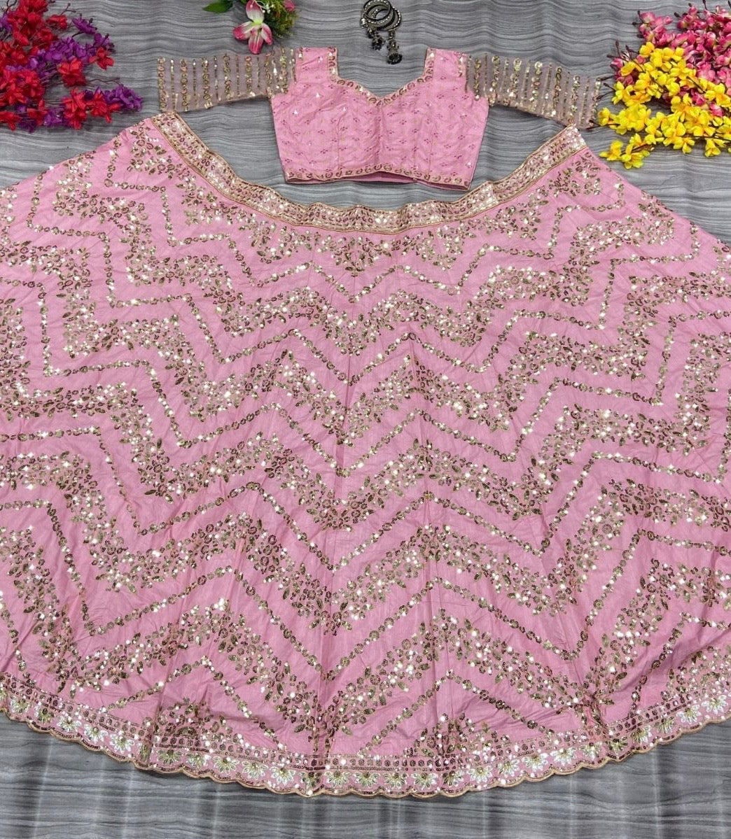 Sumana Unstitched Lehenga Rose