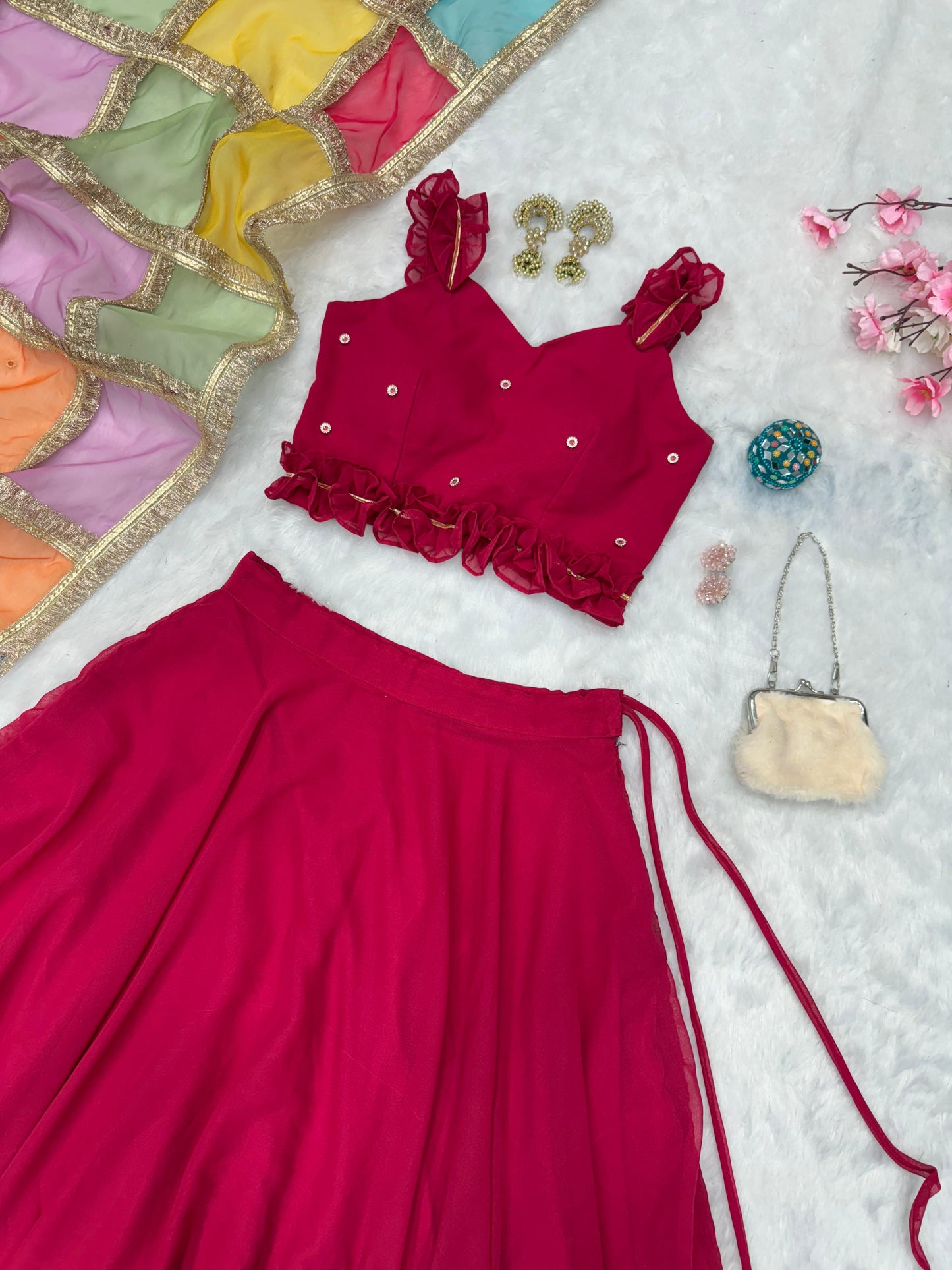 Shaida Fully Stitched Lehenga Rose