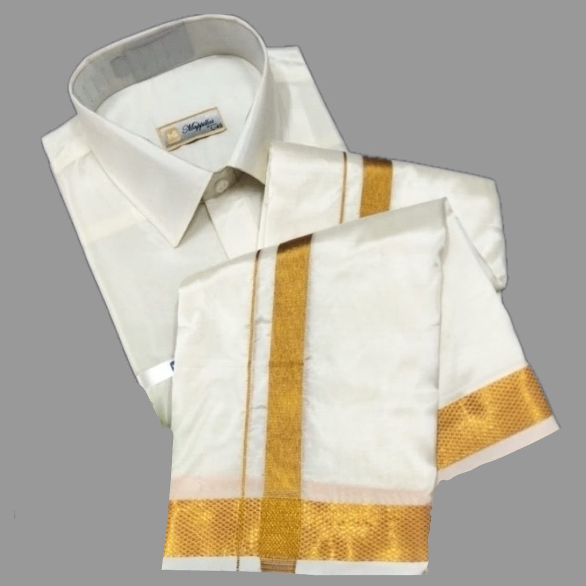 Dhoti/ Veshti with velcro & pocket, Shirt with Shawl