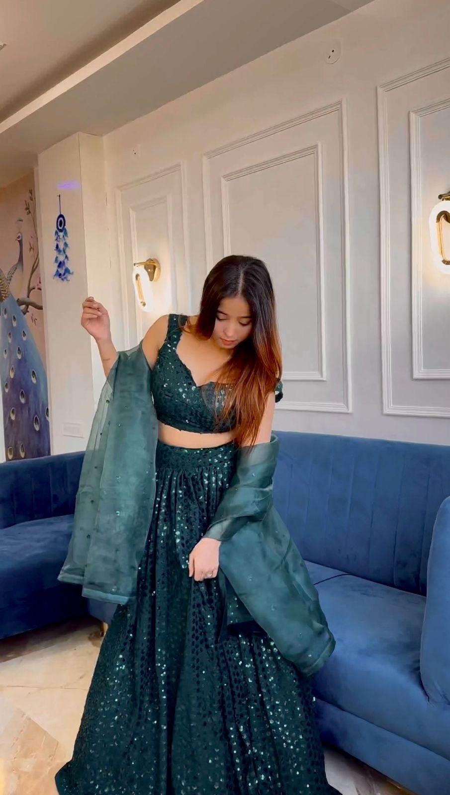Unstitched Blue Lehenga