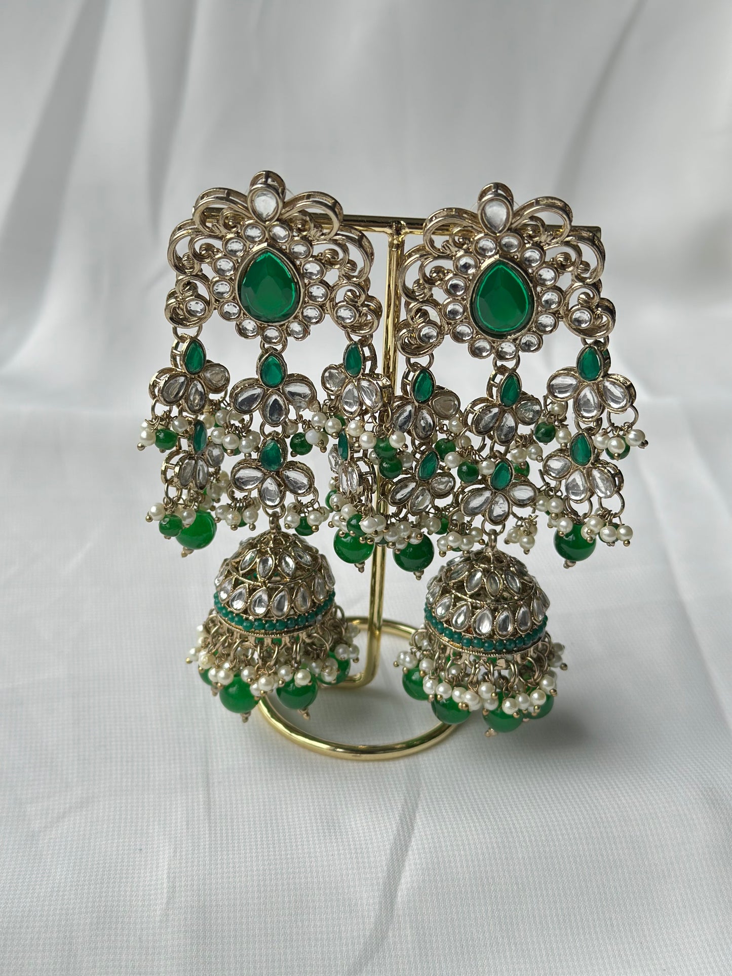Gold Earrings Green
