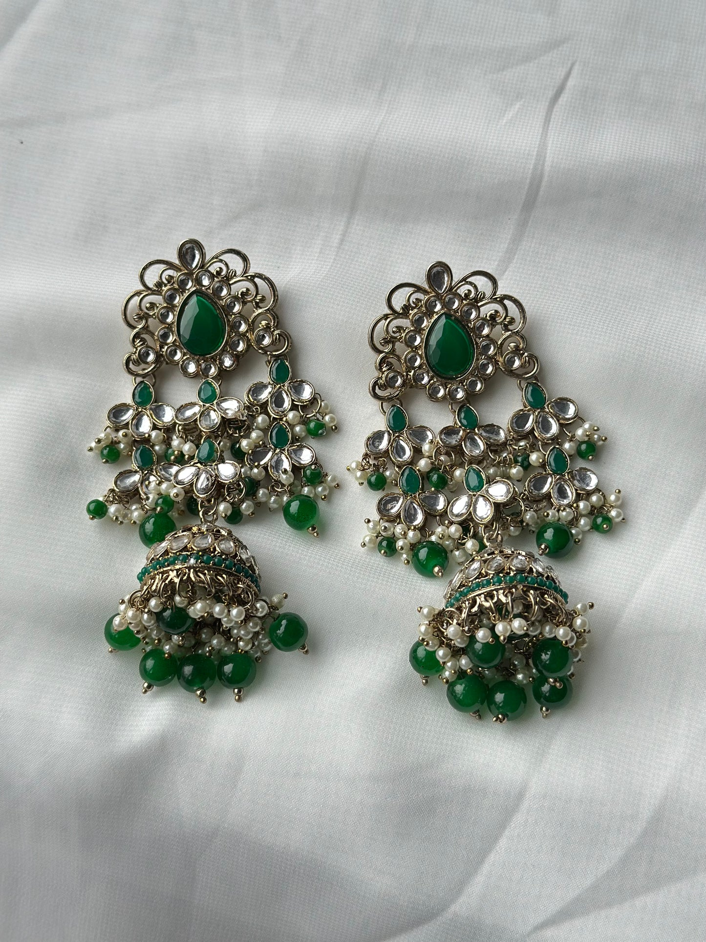 Gold Earrings Green