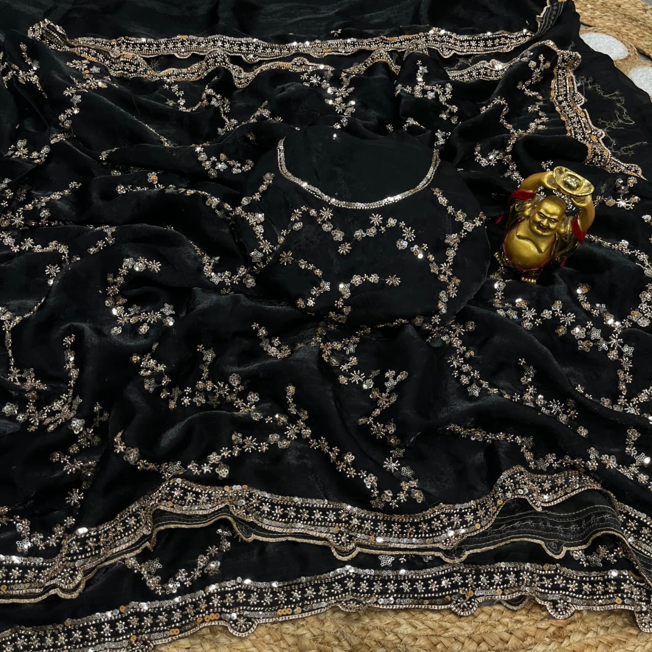 Aadhira Party Saree Black