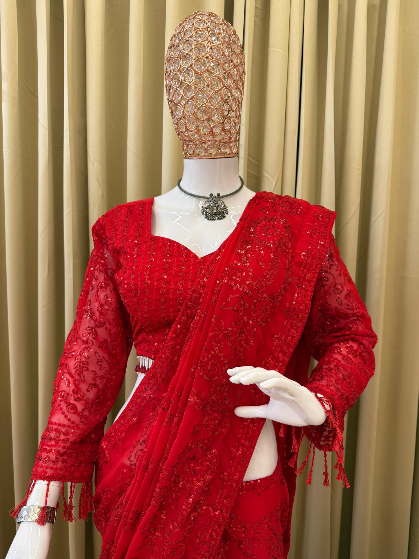 Ivara Party Saree Red