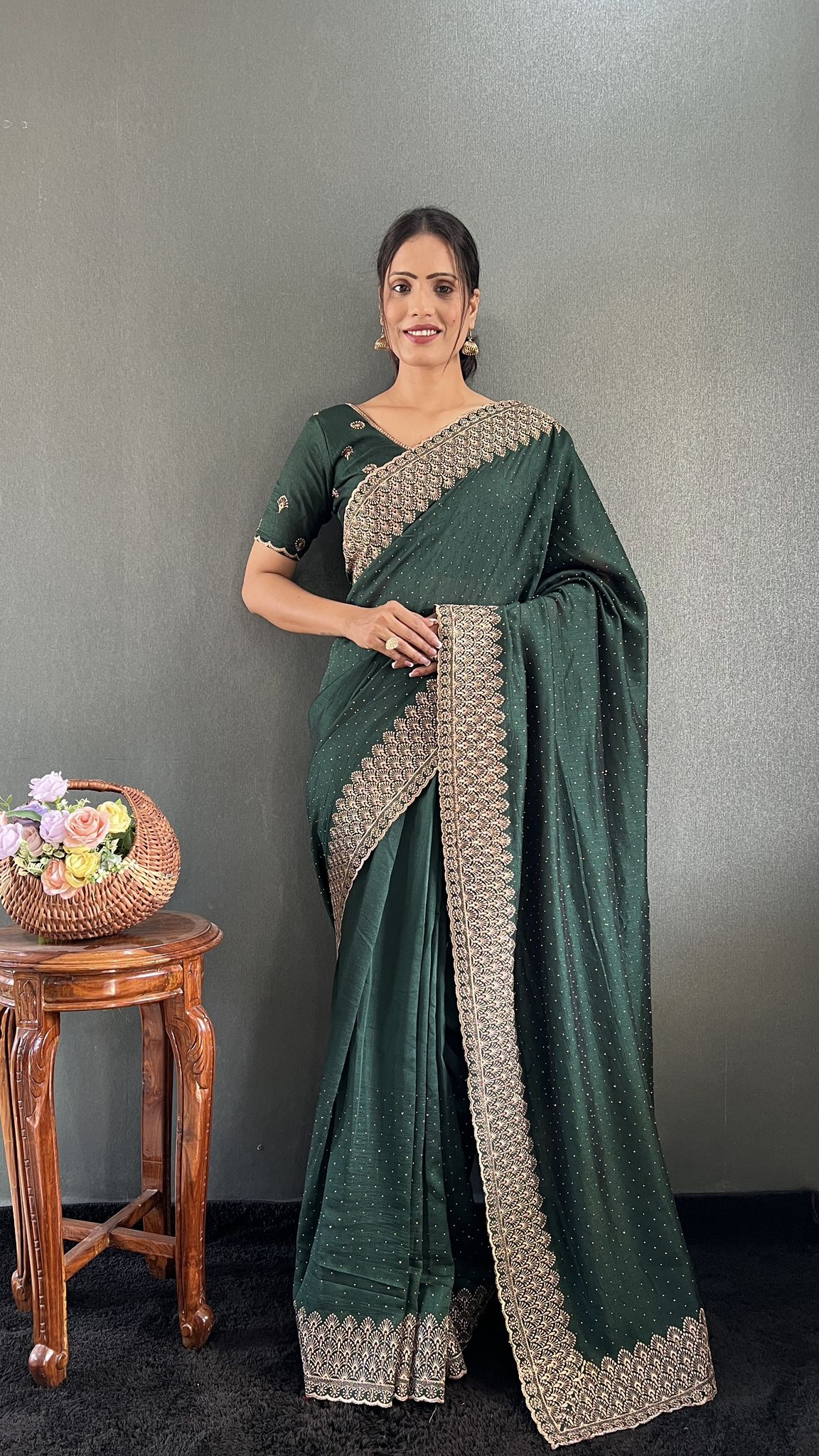 Disha Ready To Wear Saree Green