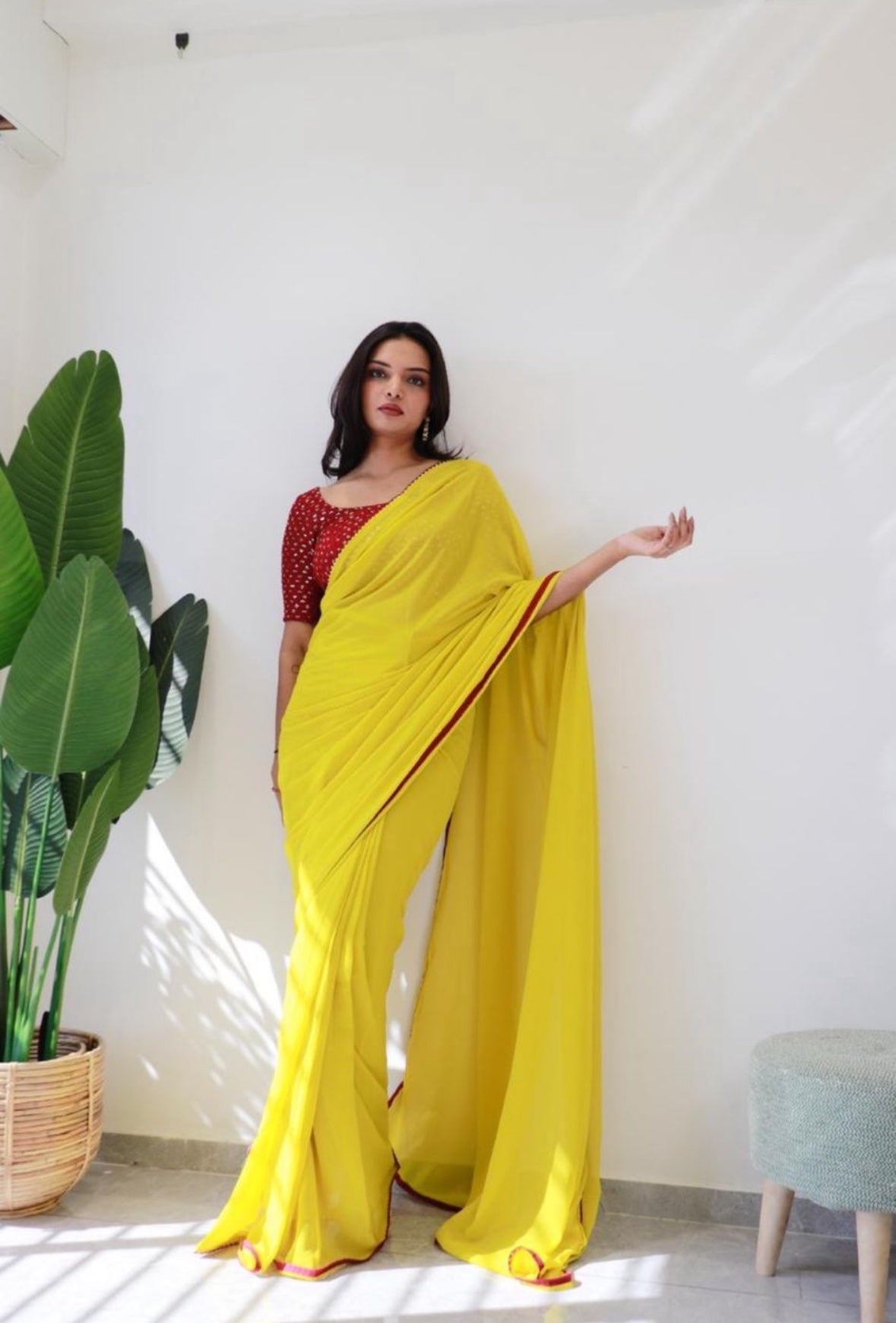 One Minute Saree Yellow