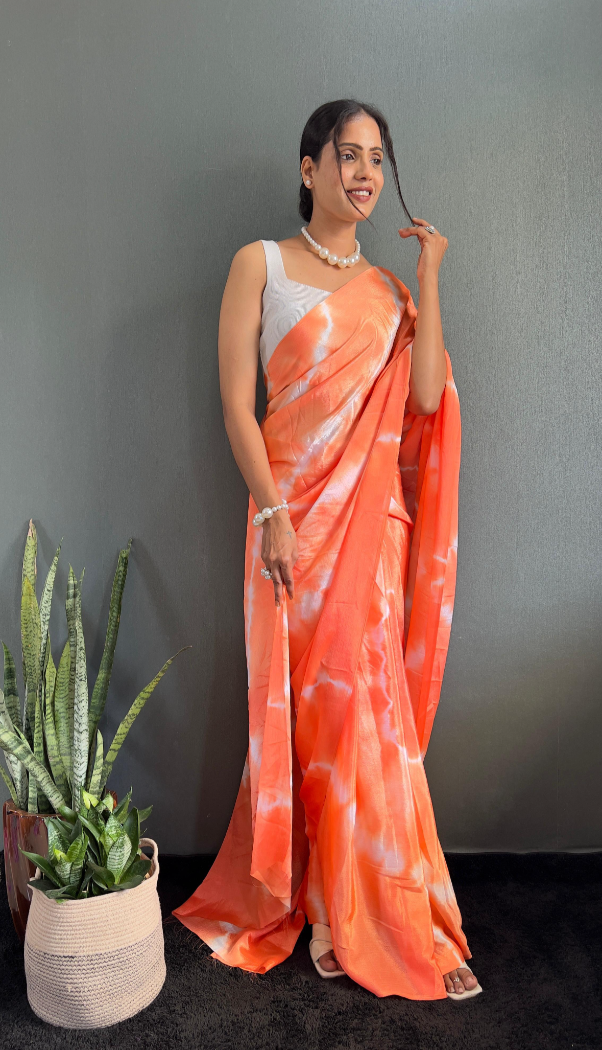 Ready To Wear Saree Orange
