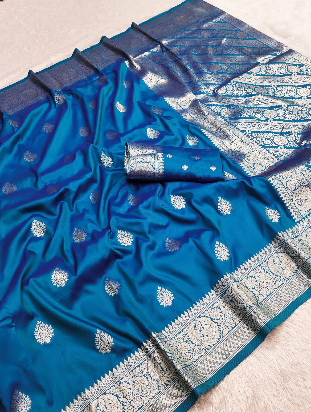Banarasi Semi Silk Saree Blue