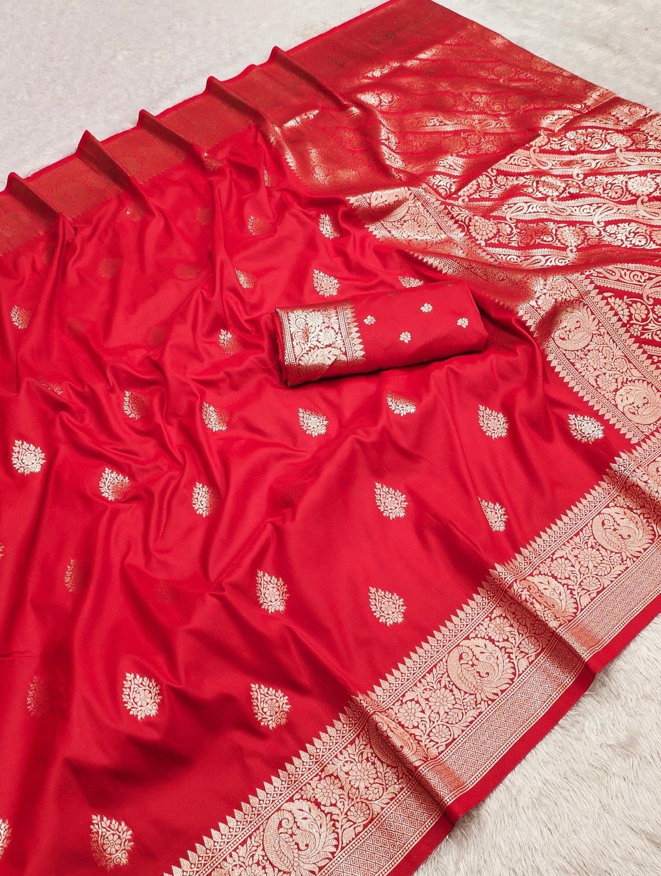 Banarasi Semi Silk Saree Red
