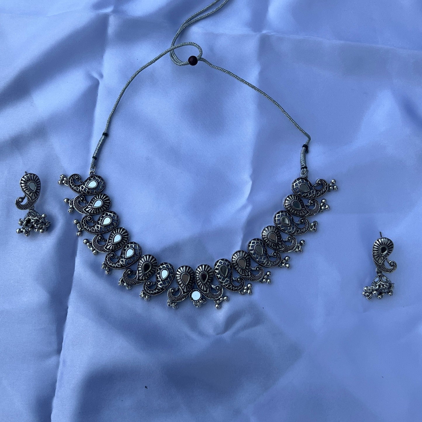 Oxidised Choker Set Silver