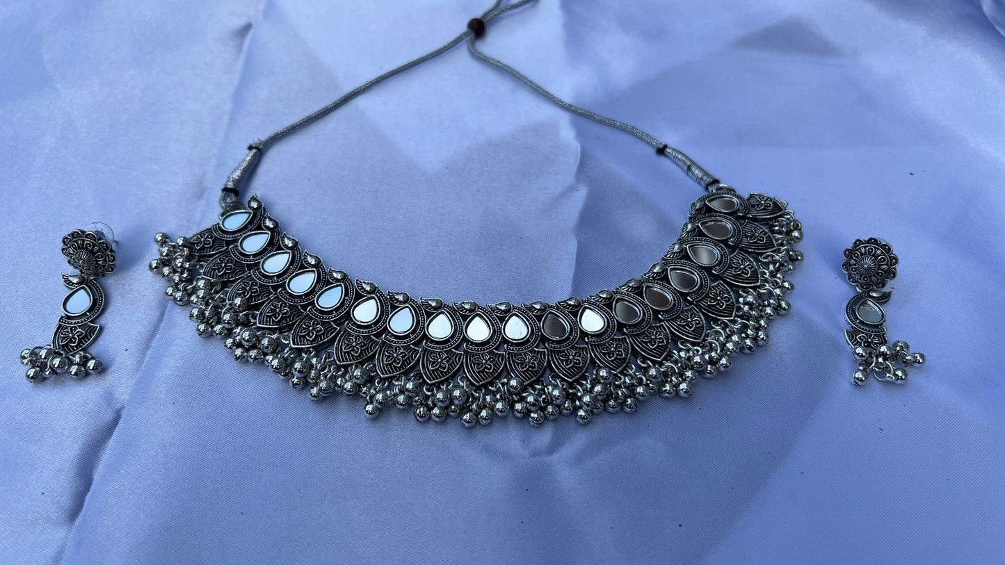 Oxidised Jewellery Set Silver