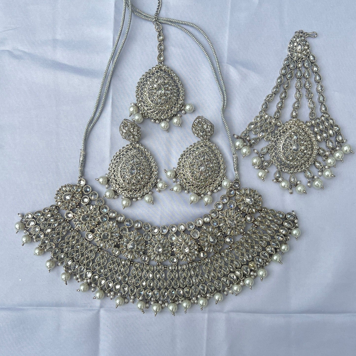 Bridal Choker Set Silver
