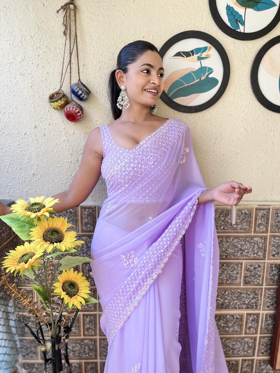 Kavi Ready To Wear Saree Lilac