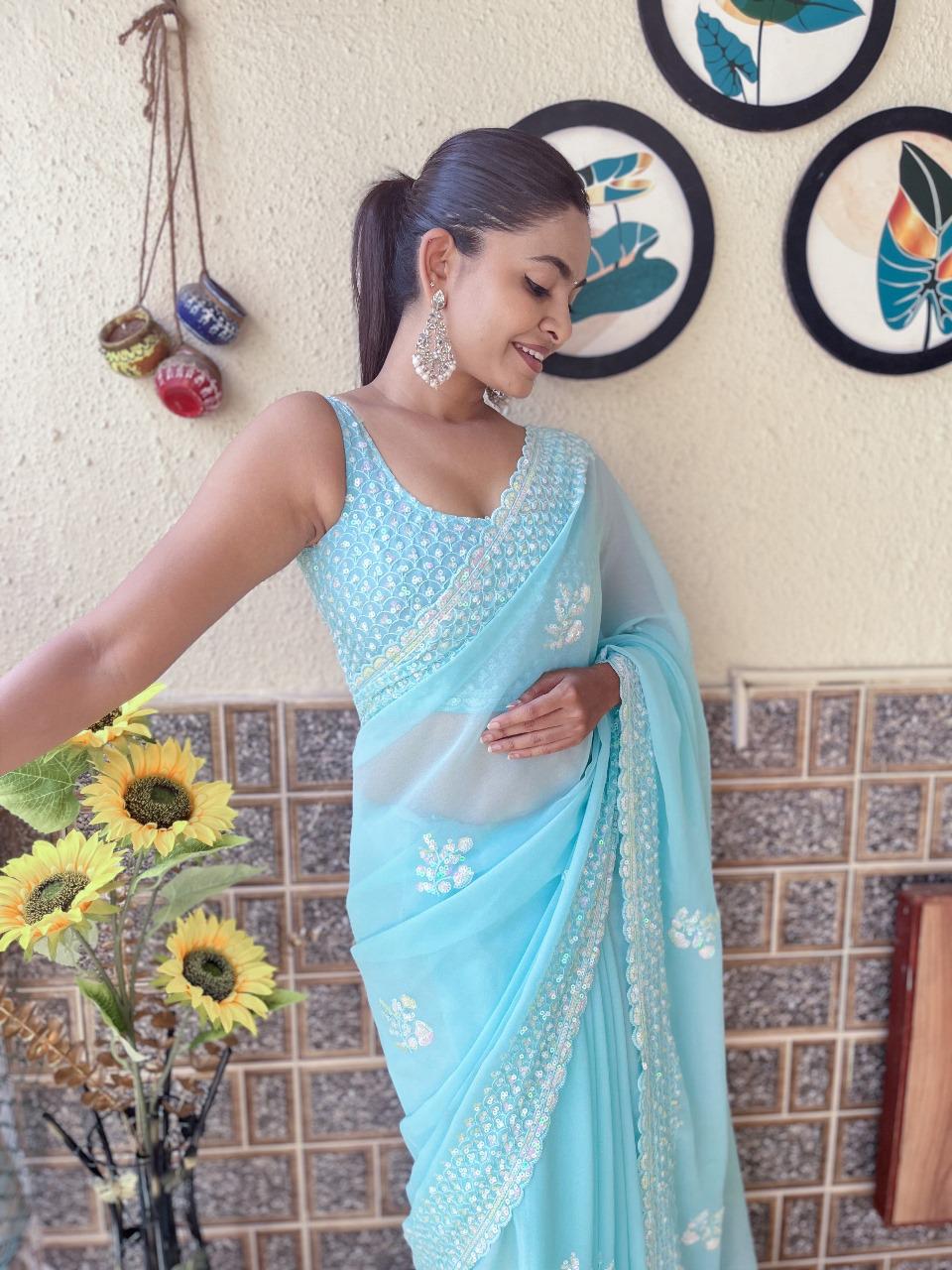 Kavi Ready To Wear Saree Blue