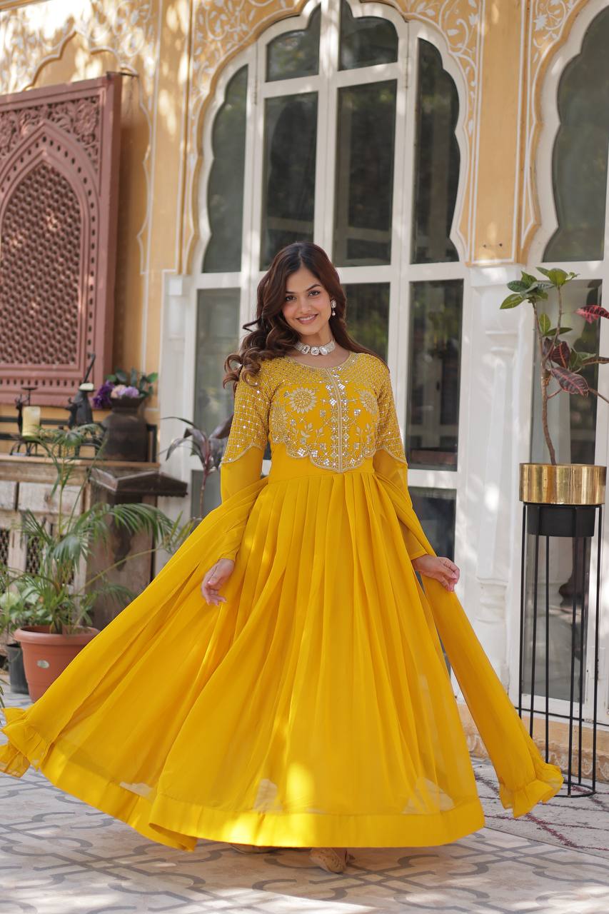 Sahar Anarkali Yellow