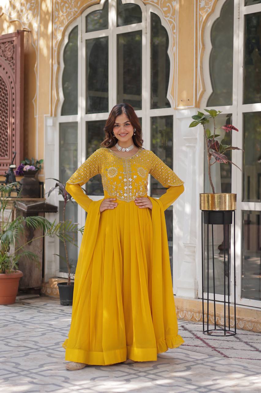 Sahar Anarkali Yellow