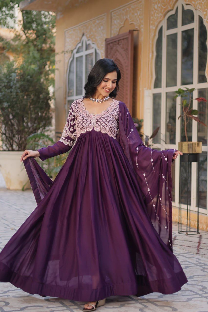 Roshni Anarkali Wine Purple