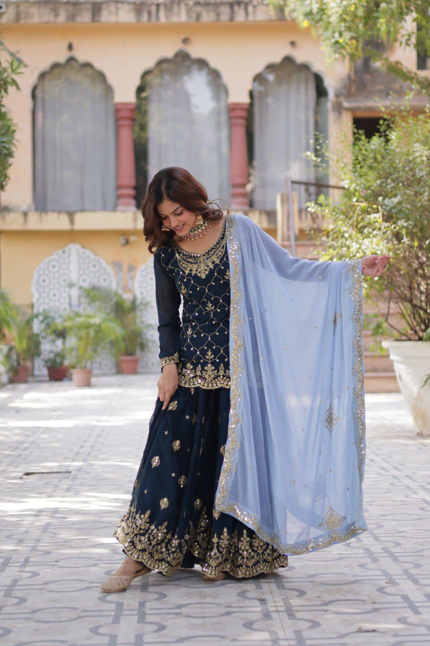 Glam Sharara/Gharara Rama Blue