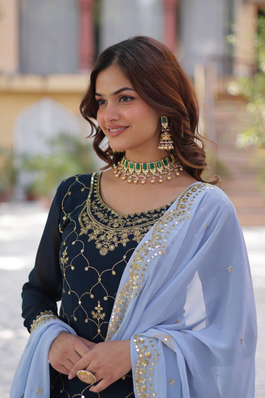 Glam Sharara/Gharara Rama Blue